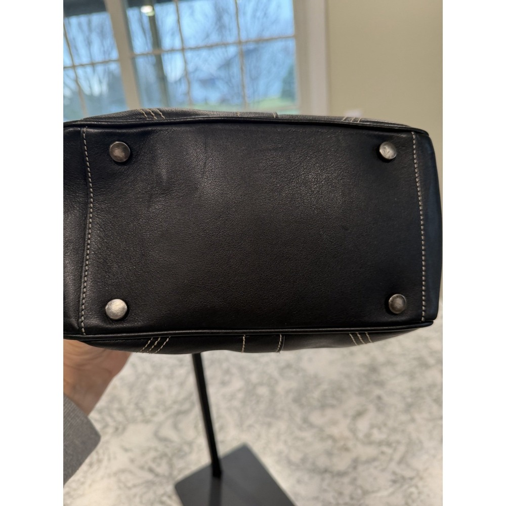 Coach Hampton Frame Bag Black Leather Kiss Lock Satchel Vintage 8A12 C05S-8A12 - Picture 4 of 8